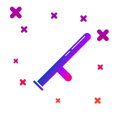 Renkli Polis kauçuk çubuk simgesi beyaz arkaplanda izole edildi. Kauçuk copu. Polis yarasası. Polis ekipmanları. Kademeli rastgele dinamik şekiller. Vektör İllüstrasyonu