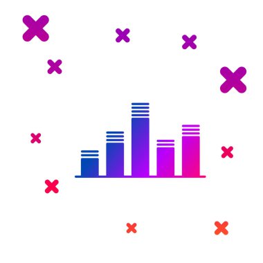 Renk Müzik eşitleyici simgesi beyaz arkaplanda izole edildi. Ses dalgası. Ses dijital dengeleyici teknolojisi, konsol paneli, nabız müzikali. Kademeli rastgele dinamik şekiller. Vektör İllüstrasyonu