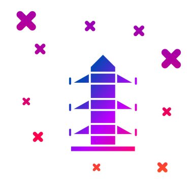 Beyaz arkaplanda izole edilmiş bir elektrik hattı simgesini desteklemek için kullanılan renk elektrik kulesi. Yüksek voltajlı elektrik direği hattı. Kademeli rastgele dinamik şekiller. Vektör İllüstrasyonu