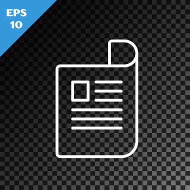 Saydam koyu arka planda yalıtılmış beyaz çizgi Belge simgesi. Dosya simgesi. Denetim listesi simgesi. İş konsepti. Vektör İllüstrasyonu