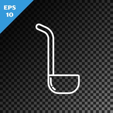 Mutfak kepçesi simgesi şeffaf koyu arkaplanda izole edilmiş. Mutfak aletleri. Çatal kaşık tabelası. Vektör İllüstrasyonu