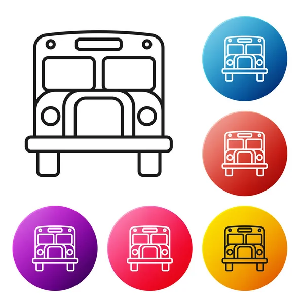 Icono Autobús Escolar Línea Negra Aislado Sobre Fondo Blanco Símbolo — Vector de stock