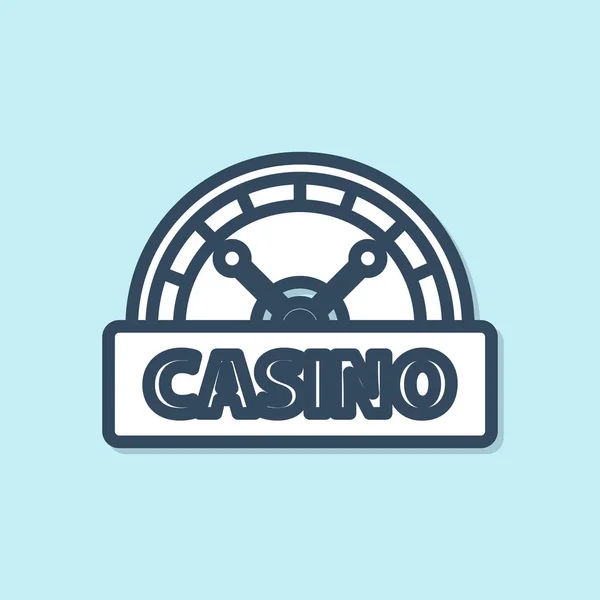 Línea Azul Casino Icono Del Letrero Aislado Sobre Fondo Azul — Vector de stock