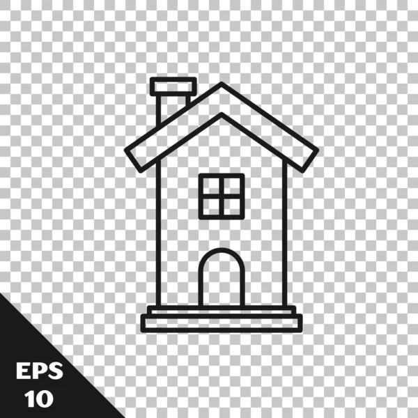 Black Line House Icon Isolated Transparent Background Home Symbol Vector — Stock Vector
