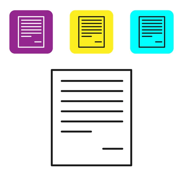 Schwarze Linie Dokument Symbol Isoliert Auf Weißem Hintergrund Dateisymbol Checklisten — Stockvektor