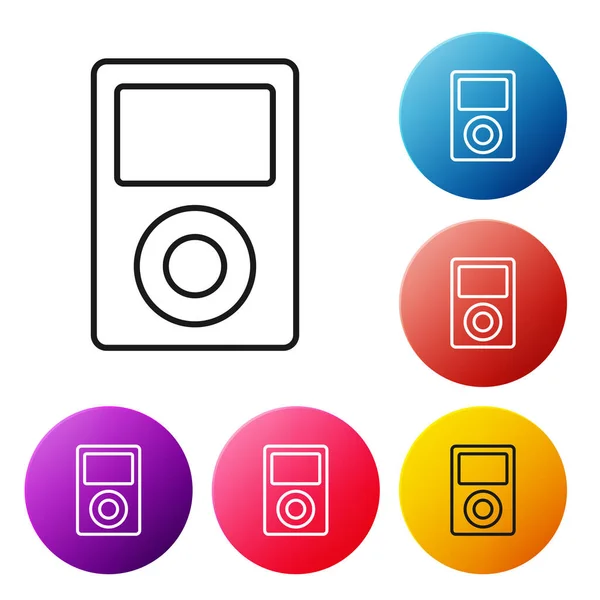 Black Line Music Player Icon Isolated White Background Portable Music — Stock Vector
