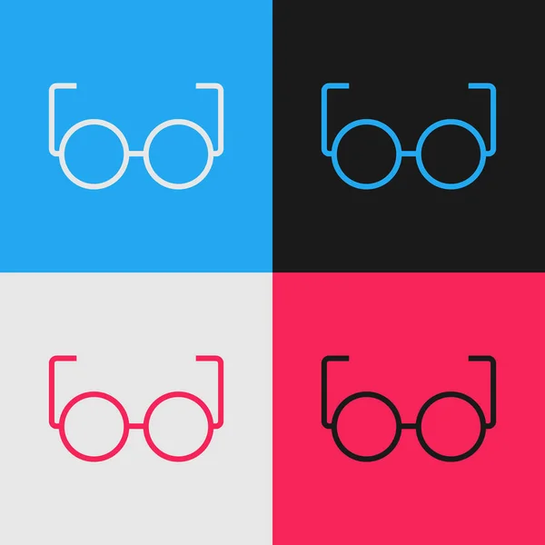 Kolor Linii Okulary Ikona Izolowane Tle Koloru Symbol Szkieł Okularów — Wektor stockowy
