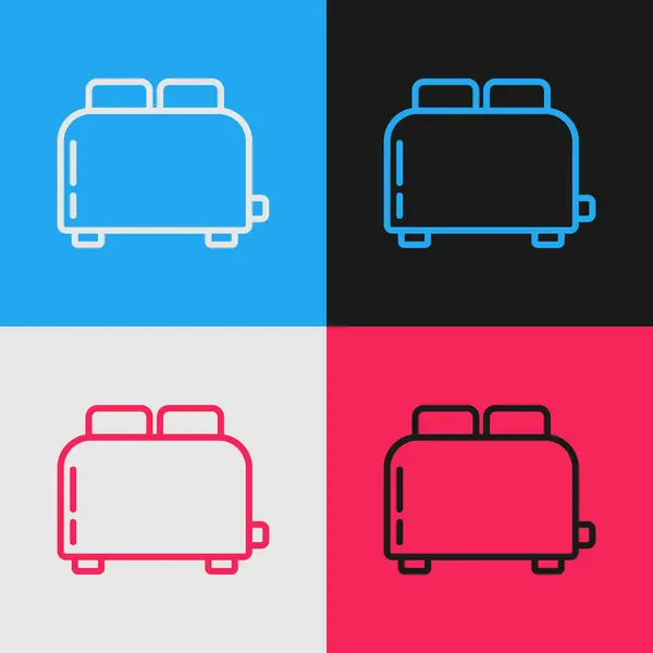 Color Line Toaster Toasts Icon Isolated Color Background Vintage Style — ストックベクタ