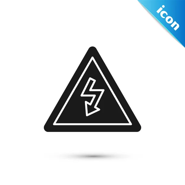 Black High voltage sign icon isolated on white background. Danger symbol. Arrow in triangle. Warning icon. Vector Illustration — Stock Vector