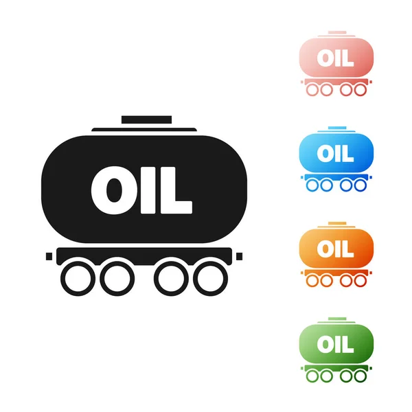 Ícone Cisterna Ferroviária Black Oil Isolado Fundo Branco Tanque Óleo —  Vetores de Stock