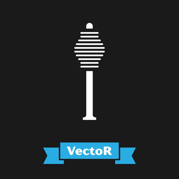 Ícone de palito de mel branco isolado no fundo preto. Concha de mel. Ilustração vetorial — Vetor de Stock