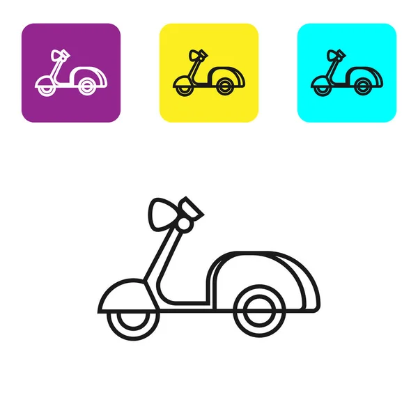 Black Line Scooter Icon Isolated White Background Set Icons Colorful — Stock Vector