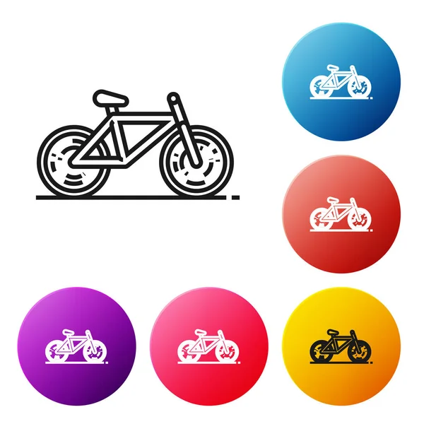 Black Line Bicycle Icon Isolated White Background Bike Race Extreme — Stock Vector