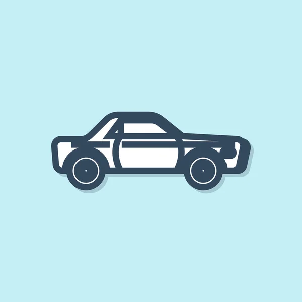 Icono Azul Sedán Línea Coche Aislado Sobre Fondo Azul Ilustración — Vector de stock