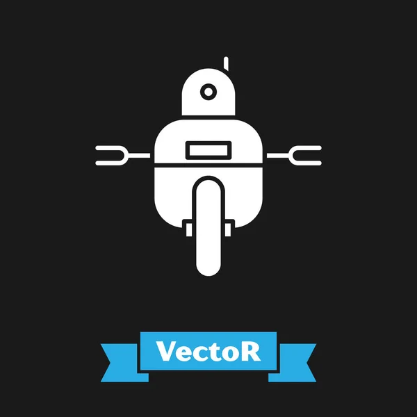 Weißes Roboter-Symbol isoliert auf schwarzem Hintergrund. Vektorillustration — Stockvektor