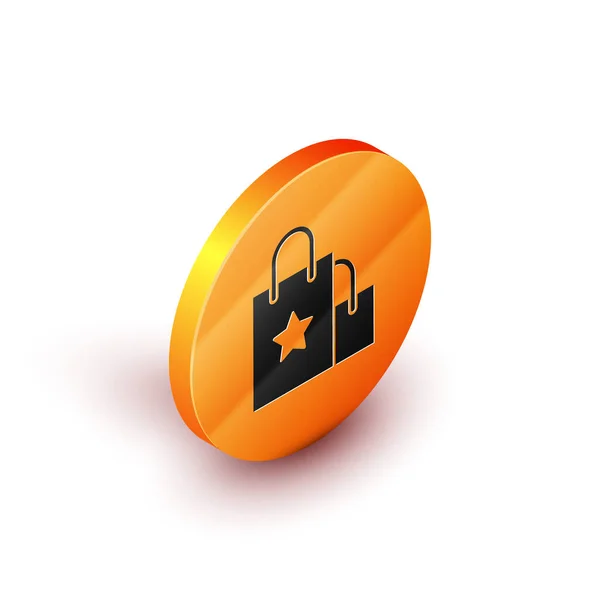 Isometrisches Papier Einkaufstüten Symbol Isoliert Auf Weißem Hintergrund Paketschild Orange — Stockvektor