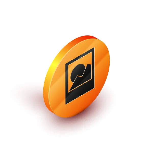 Isometrisches Bilderrahmensymbol Isoliert Auf Weißem Hintergrund Orange Kreis Taste Vektorillustration — Stockvektor