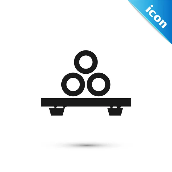 Sushi negro en el icono de la tabla de cortar aislado sobre fondo blanco. Sushi de comida asiática sobre tabla de madera. Ilustración vectorial — Vector de stock