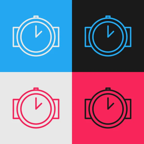 Línea Color Icono Del Reloj Buceo Aislado Fondo Color Equipo — Vector de stock