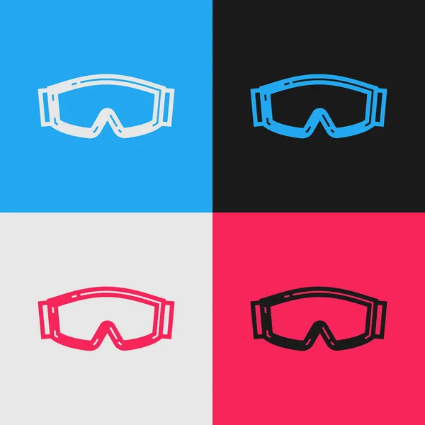 Línea Color Icono Gafas Esquí Aisladas Sobre Fondo Color Deporte — Vector de stock