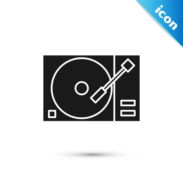 Beyaz arka planda yalıtılmış bir vinil disk simgesi ile Siyah Vinil oynatıcı. Vektör İllüstrasyonu — Stok Vektör