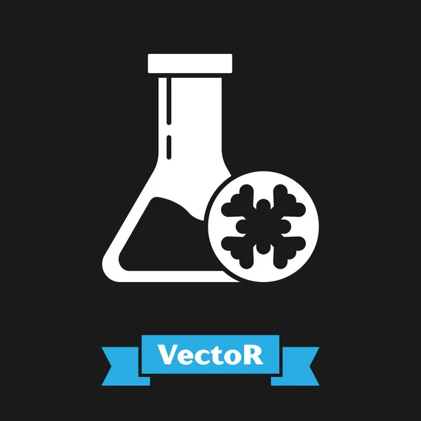 Weißes Frostschutzmittel-Reagenzglas-Symbol isoliert auf schwarzem Hintergrund. Auto-Service. Autoreparatur. Vektorillustration — Stockvektor