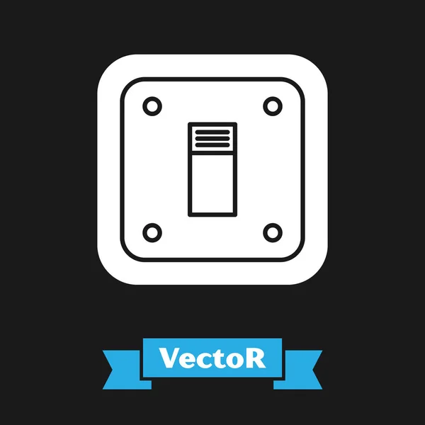 Ícone de interruptor de luz elétrica branca isolado no fundo preto. Ícone de ligar e desligar. Dimmer sinal interruptor de luz. Conceito de economia de energia. Ilustração vetorial — Vetor de Stock