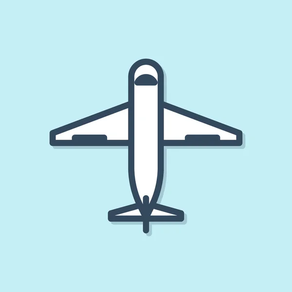 Linha Azul Ícone Avião Isolado Fundo Azul Entrega Transporte Entrega —  Vetores de Stock