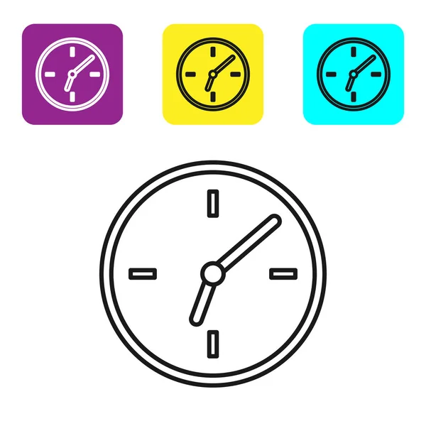 Ligne Noire Icône Horloge Isolé Sur Fond Blanc Symbole Temporel — Image vectorielle