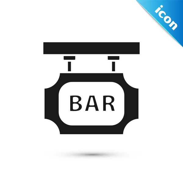 Black Street signboard met inscriptie Bar pictogram geïsoleerd op witte achtergrond. Geschikt voor reclame bar, cafe, pub, restaurant. Vector Illustratie — Stockvector