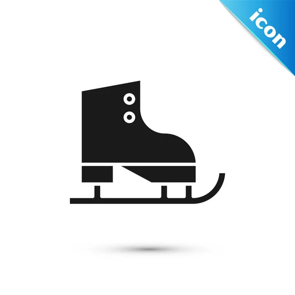 Icône noire de patins artistiques isolée sur fond blanc. Icône chaussures de patin à glace. Bottes de sport avec lames. Illustration vectorielle — Image vectorielle