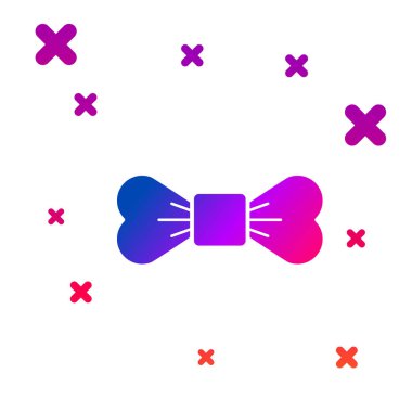 Beyaz arka planda yalıtılmış Renk Papyon ikonu. Gradyan rasgele dinamik şekiller. Vektör İllüstrasyonu