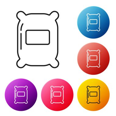 Beyaz arkaplanda siyah çizgi halinde un ikonu var. Renkli daire düğmelerini ayarlayın. Vektör İllüstrasyonu