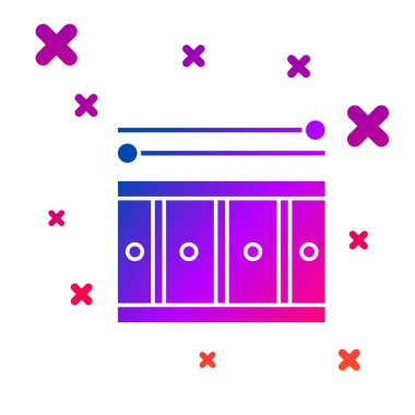 Beyaz arka planda izole davul çubukları simgesi ile Renk Drum. Müzik işareti. Müzik aleti sembolü. Gradyan rasgele dinamik şekiller. Vektör İllüstrasyonu