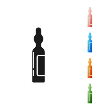 Siyah Evcil Hayvanlar 'ın beyaz arka planda izole edilmiş tıbbi ikonu. Hayvan için reçeteli ilaç. Simgeleri renklendirin. Vektör İllüstrasyonu