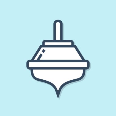 Mavi çizgi Hanuka dreidel simgesi mavi arkaplanda izole edildi. Vektör İllüstrasyonu