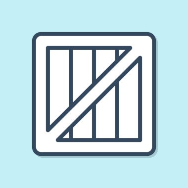 Mavi çizgili askeri mühimmat kutusu ve mavi arka planda izole edilmiş mermi ikonu. Vektör İllüstrasyonu