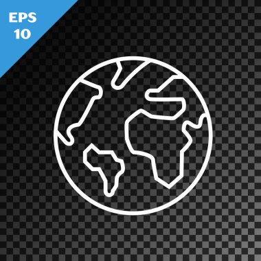 Saydam koyu arka plan üzerinde izole beyaz çizgi Dünya küre simgesi. Dünya veya Dünya işareti. Küresel internet sembolü. Geometrik şekiller. Vektör İllüstrasyonu