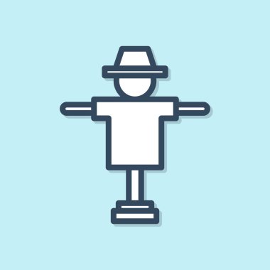 Mavi çizgi korkuluk simgesi mavi arkaplanda izole edildi. Vektör İllüstrasyonu