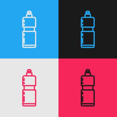 Color line Plastic bottle for liquid laundry detergent, bleach, dishwashing liquid or another cleaning agent icon isolated on color background. Vintage style drawing. Vector Illustration