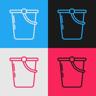 Renk çizgisi Bucket simgesi renk arkaplanında izole edildi. Klasik tarzda çizim. Vektör İllüstrasyonu