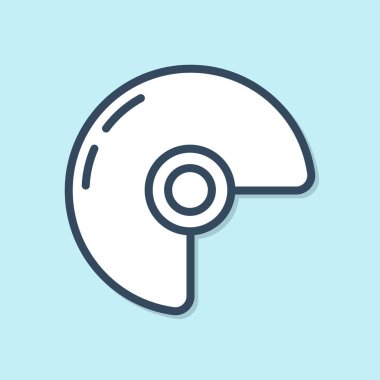 Mavi çizgi askeri miğfer ikonu mavi arka planda izole edildi. Ordu şapkasının savunma ve koruma sembolü. Koruyucu şapka. Vektör İllüstrasyonu