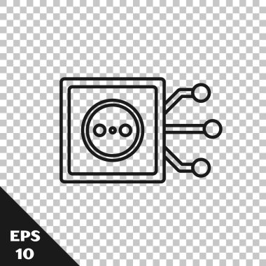 Siyah çizgi Akıllı ev simgesi saydam arka planda yalıtılmış. Uzaktan kumanda. Vektör İllüstrasyonu