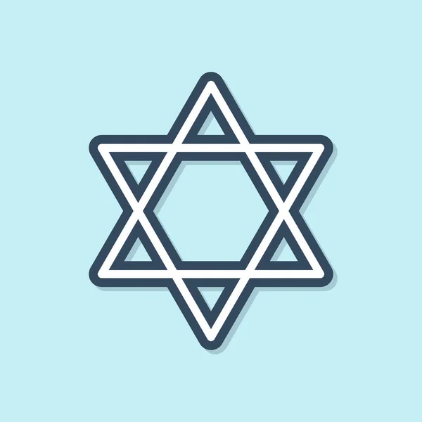 Синяя Линия Знак Давида Выделен Синем Фоне Еврейский Символ Религии — стоковый вектор