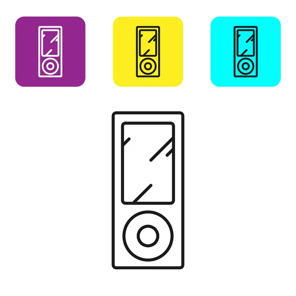 Black Line Musik Player Symbol Isoliert Auf Weißem Hintergrund Tragbares — Stockvektor