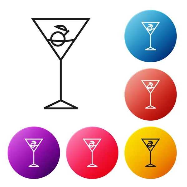 Schwarze Linie Martini Glas Symbol Isoliert Auf Weißem Hintergrund Cocktail — Stockvektor