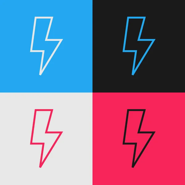 Color Line Lightning Bolt Icon Isolated Color Background Flash Sign — Stock Vector
