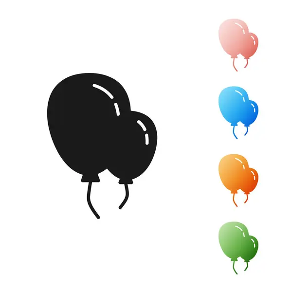 Globos Negros Con Icono Cinta Aislado Sobre Fondo Blanco Establecer — Archivo Imágenes Vectoriales