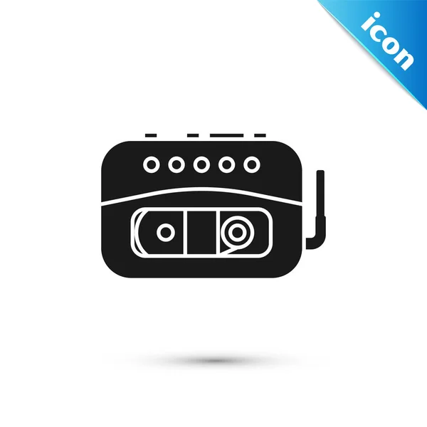 Black Music tape player icoon geïsoleerd op witte achtergrond. Draagbaar muziekapparaat. Vector Illustratie — Stockvector