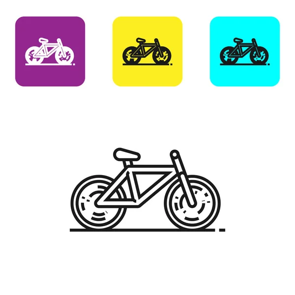 Icono Bicicleta Línea Negra Aislado Sobre Fondo Blanco Carrera Bicicletas — Vector de stock